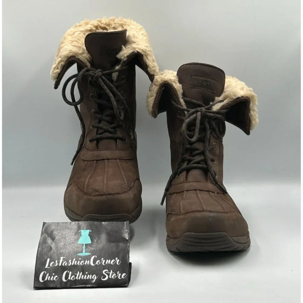 UGG Men's Brown Leather Adirondack lll Distressed Sheepskin Boots Size 10.5 3198 - Picture 2 of 16